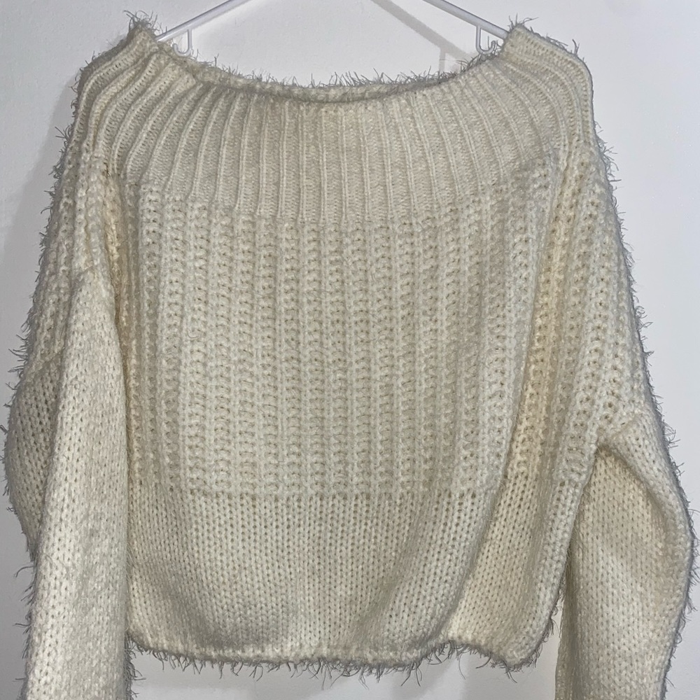 White off the shoulder sweater